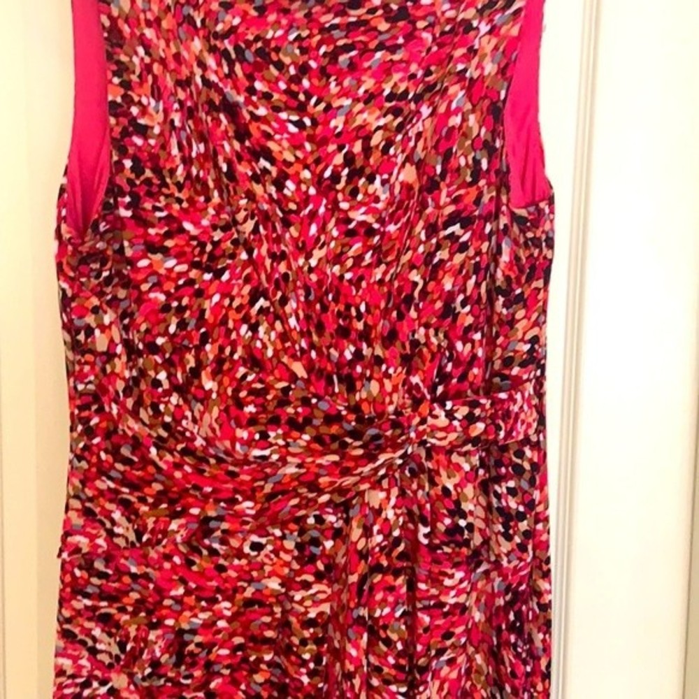 Jessica Howard Size 10 sleeveless dress round neckline dark pink coral b…